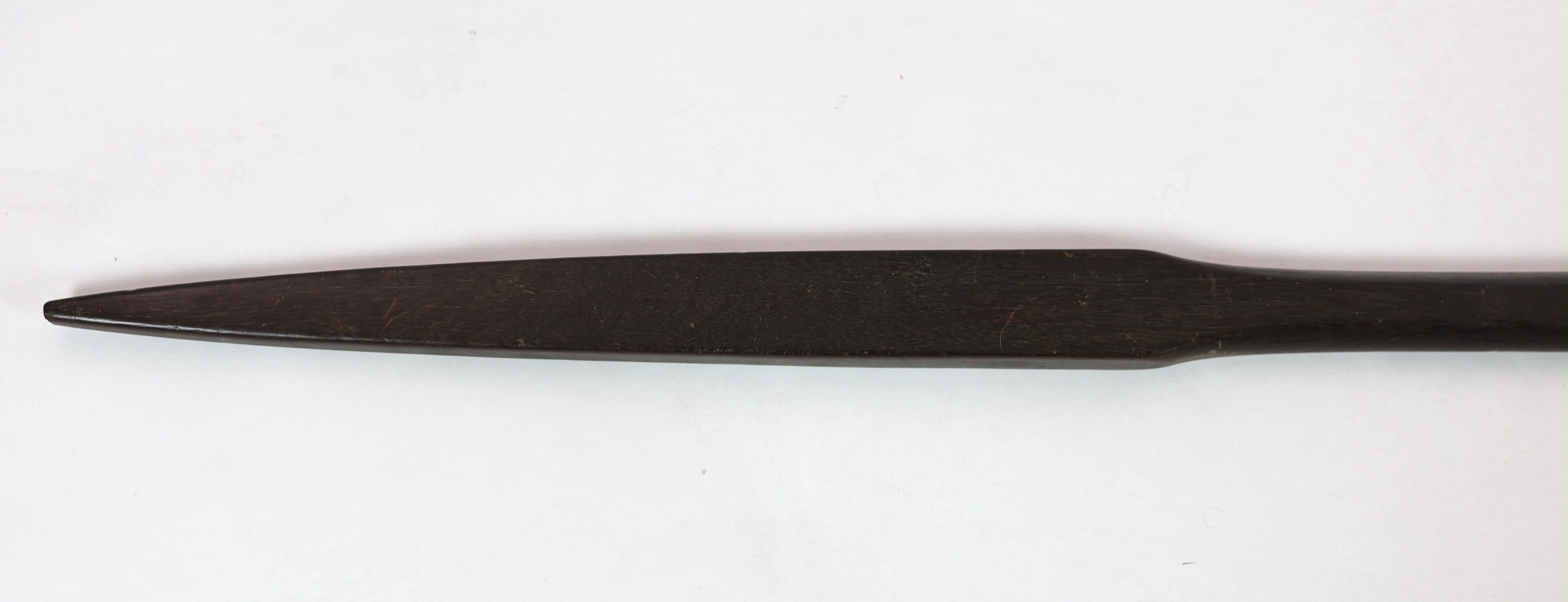 A Polynesian hardwood double ended spear, 173cm long